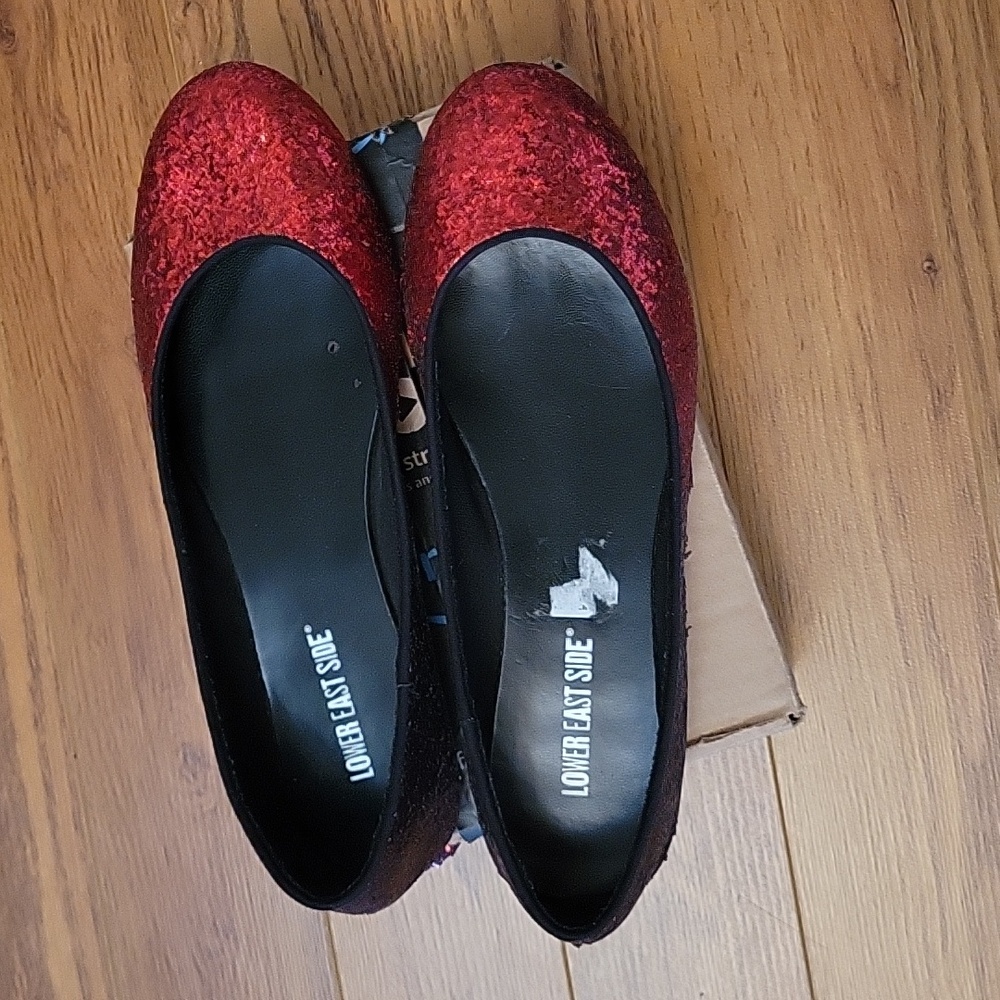 Lower East Side red sparkle flats